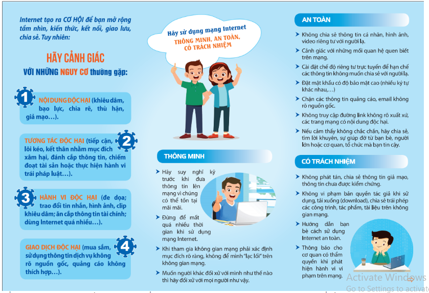 Xây dựng, phát hành Tờ gấp truyền thông nâng cao nhận thức, kiến thức về sử dụng mạng Internet thông minh, an toàn, có trách nhiệm